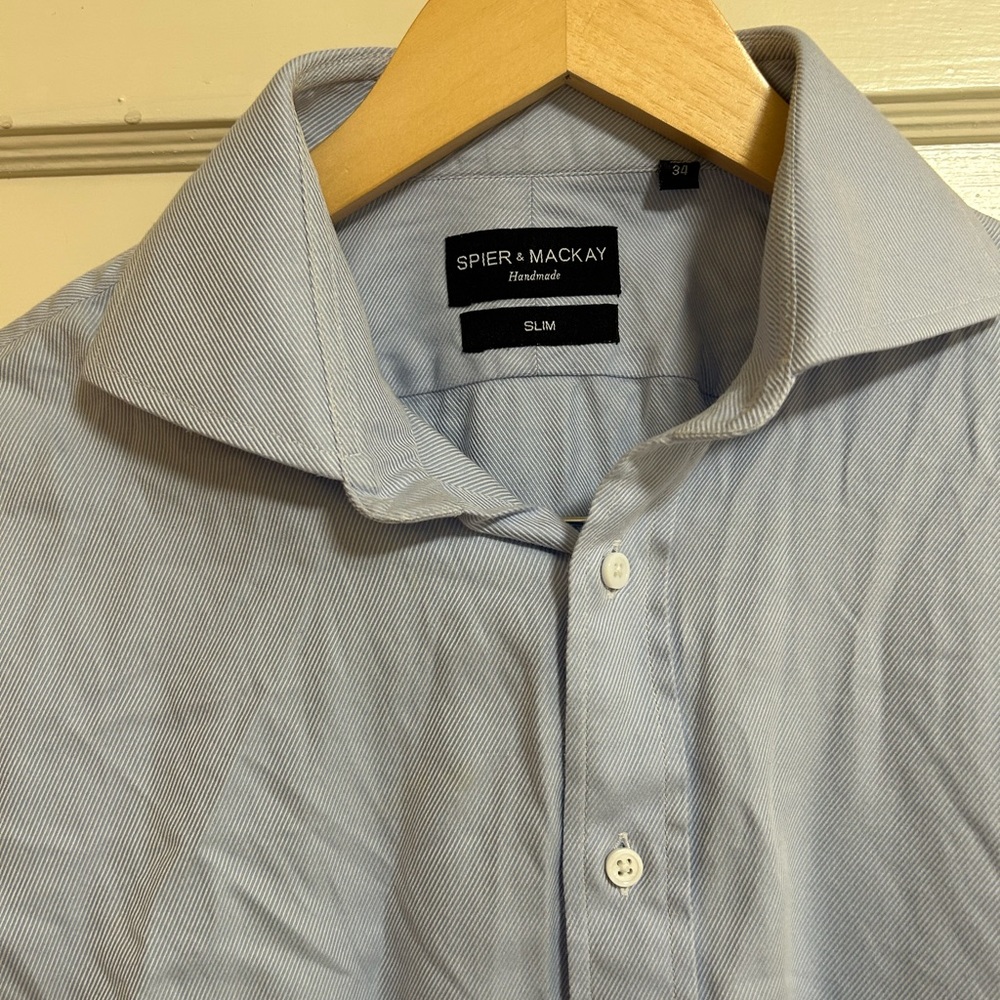 Spier & Mackay Men's Blue Spread Collar Dress  Shirt (16-34)